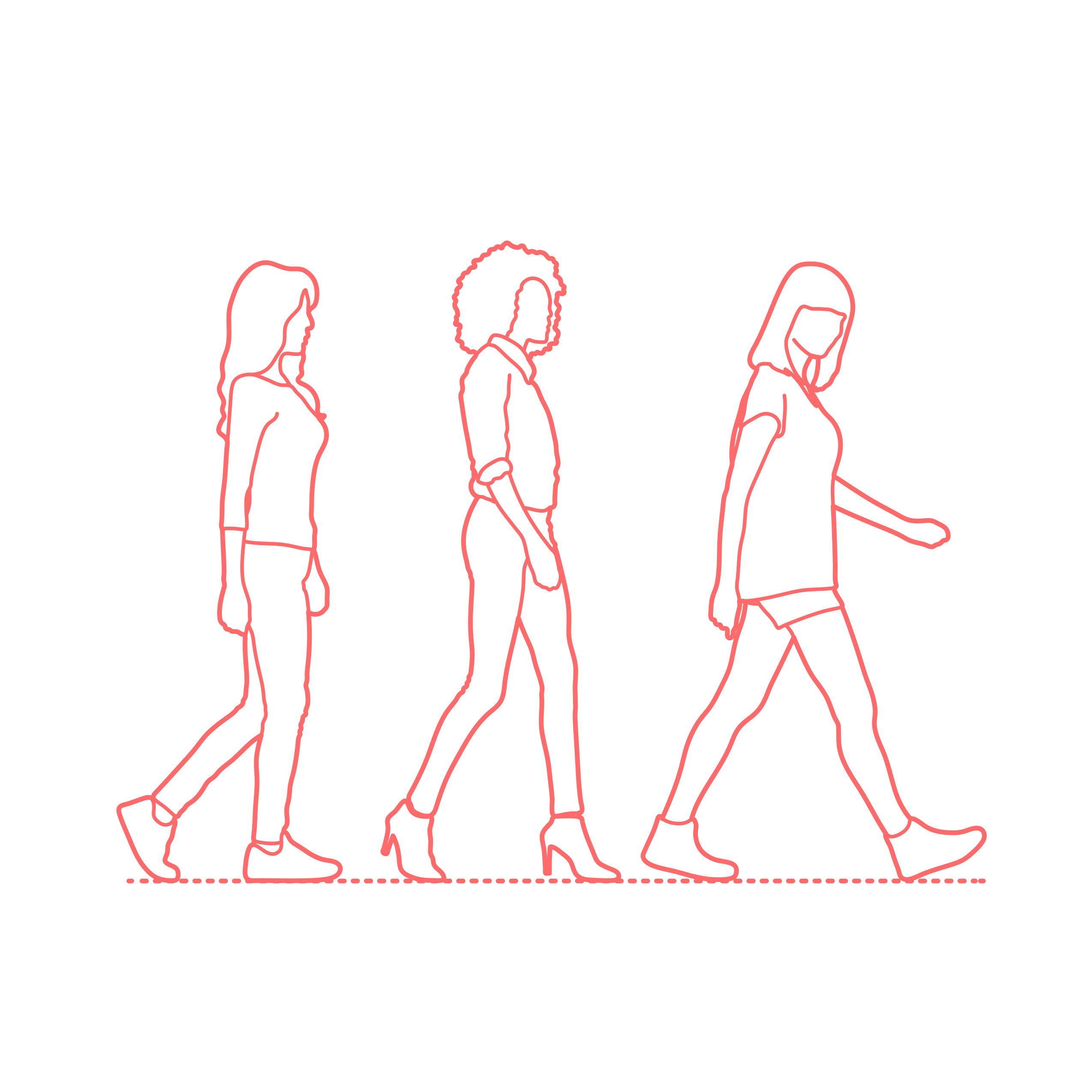 Humans Walking Female Side Svg Line Art Free Vectors
